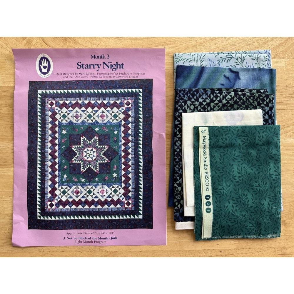 Starry Night Month 3 A Not So Block Of The Month Quilt Block w Fabric M. Michell